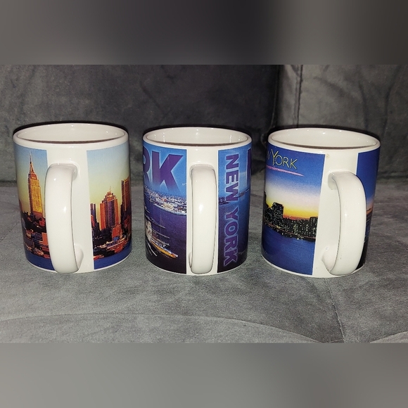 VINTAGE NEW YORK CITY 3 COFFE MUGS BUNDLE MANHATTAN SKYLINES & WATERFRONTS NWOT - Picture 6 of 7